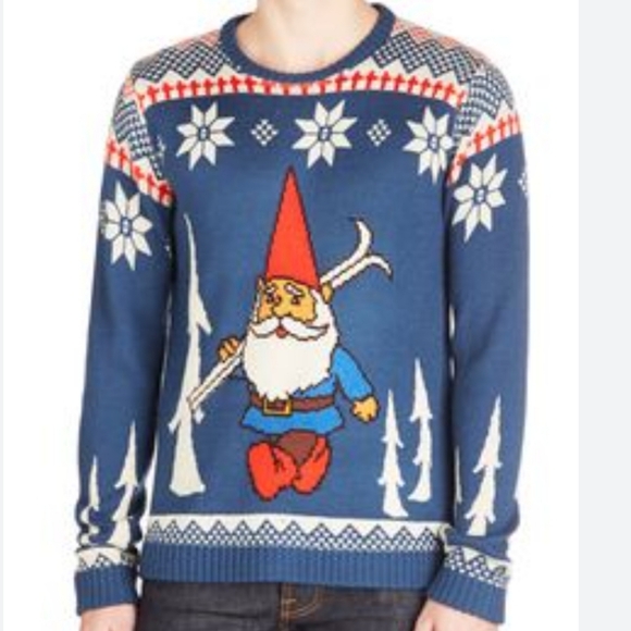 Toddland Christmas Elf Gnome Holidays Ski Wool Blend Crewneck Sweater Sz Medium